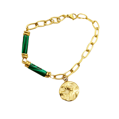 bracelet-callisto-malachite-verte-pendentif-etoile-olympe-bijoux-acier-inoxydable