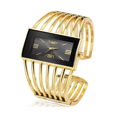 Montre-Loretta-noir-bracelet-acier-inoxydable-cadran-rectangle-Olympe-bijoux-Acier-Inoxydable