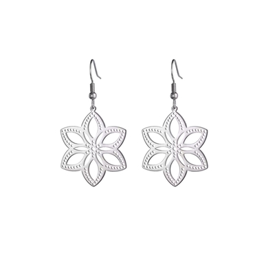 Boucles-fleur-mandala-argent-Acier-inoxydable-Olympe-bijoux-bagues-colliers-jonc-creoles-bracelet