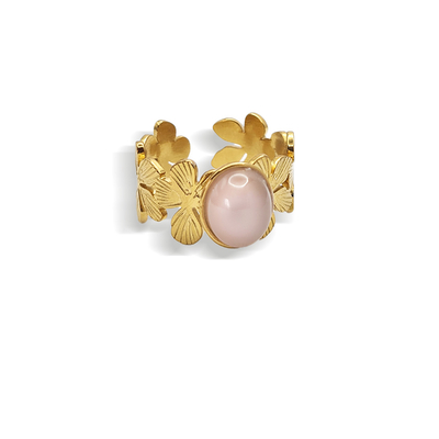 Bague-Ornella-acier-inoxydable-pierre-naturelle-rose-pale-motifs-fleurs-Olympe-bijoux2