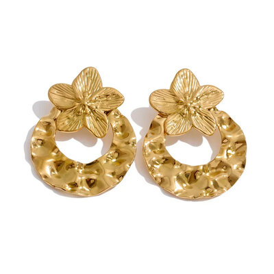 Boucles d oreilles Palma - Acier inoxydable - bijoux fantaisie femme - Olympe bijoux - boucles pendantes - earcuff - creoles- boucles fleur été