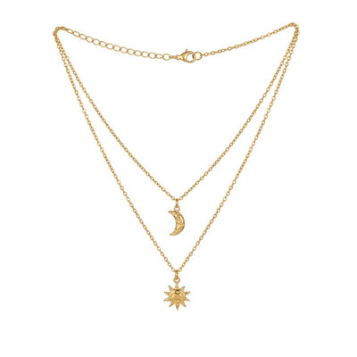 Collier Sienna multirang lune soleil - Acier inoxydable - Bijoux fantaisie femme - idée cadeau -été - Olympe bijoux - Colliers - chaine- choker0