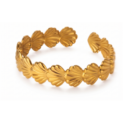 Bracelet jonc Maeva - seashell coquillage - bijoux acier inoxydable - idee cadeau femme anniversaire - Olympe bijoux