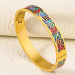 Jonc-Amaryllis-lavande-rose-Acier-inoxydable-émail-Olympe-bijoux-colliers-bracelets-bagues-creoles