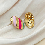 2Boucles-d-oreilles-lucinda-Acier-inoxydable-email-rose-vert-Olympe-bijoux-bagues-colliers-sautoirs-joncs-bracelets-creoles