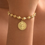Bracelet-Sélénia-piece-monnaie-lune-soleil-Acier-inoxydable-doré-Olympe-bijoux-colliers-bracelets-joncs-boucles-d-oreilles-creoles-earcuff-colliers