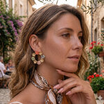 Boucles d oreilles Flora - Acier inoxydable - bijoux fantaisie femme - Olympe bijoux - boucles pendantes - earcuff - creoles- boucles fleur été4