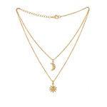 Collier Sienna multirang lune soleil - Acier inoxydable - Bijoux fantaisie femme - idée cadeau -été - Olympe bijoux - Colliers - chaine- choker0