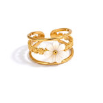 Bague-lorissa fleur blanche-bague-ajustable-Acier-inoxydable-Olympe-bijoux2