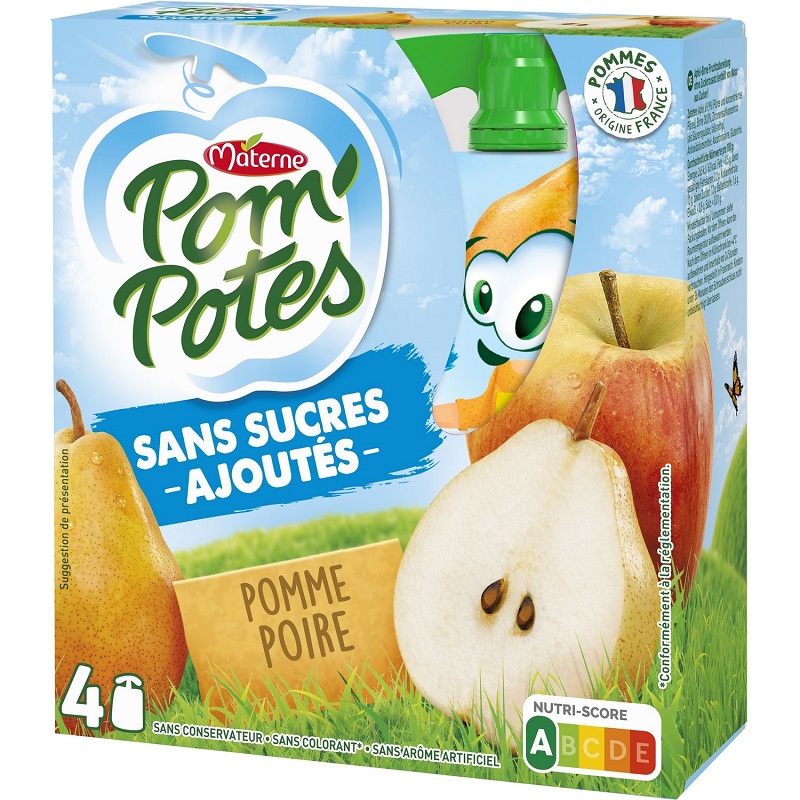 Materne Compote Pomme Poire Pom Potes Sans Sucre Ajoute Gourdes