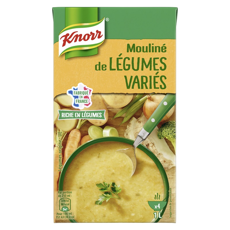 KNORR Soupe bio mouliné de légumes variés 1 personne 30cl pas cher