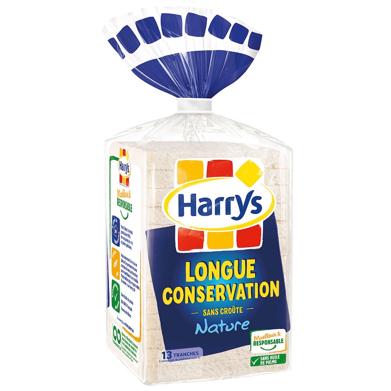 HARRYS - PAIN DE MIE NATURE LONGUE CONSERVATION SANS CROÛTE 13 tranches - 325g