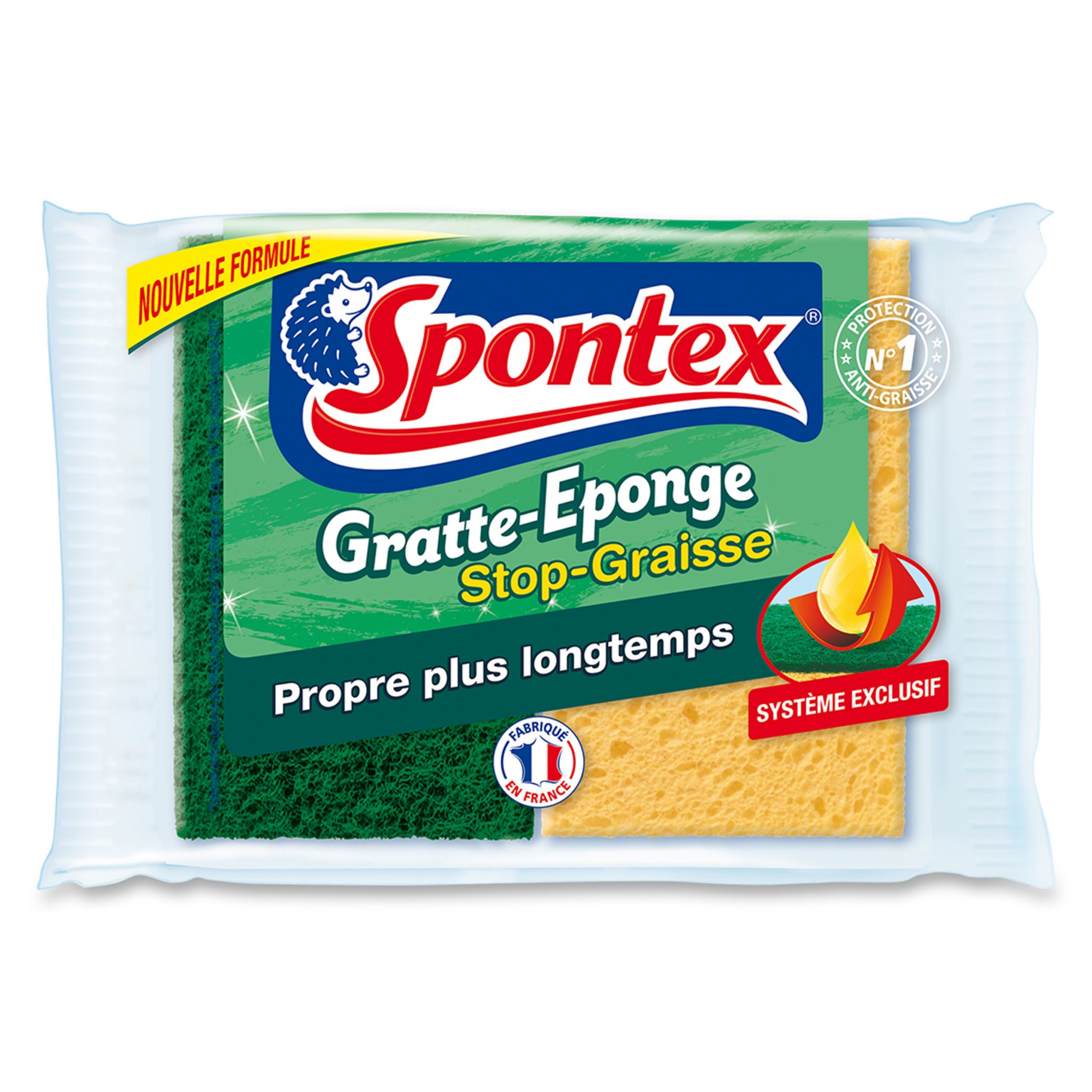 SPONTEX - 2 GRATTE EPONGES STOP GRAISSE - Les Indispensables au