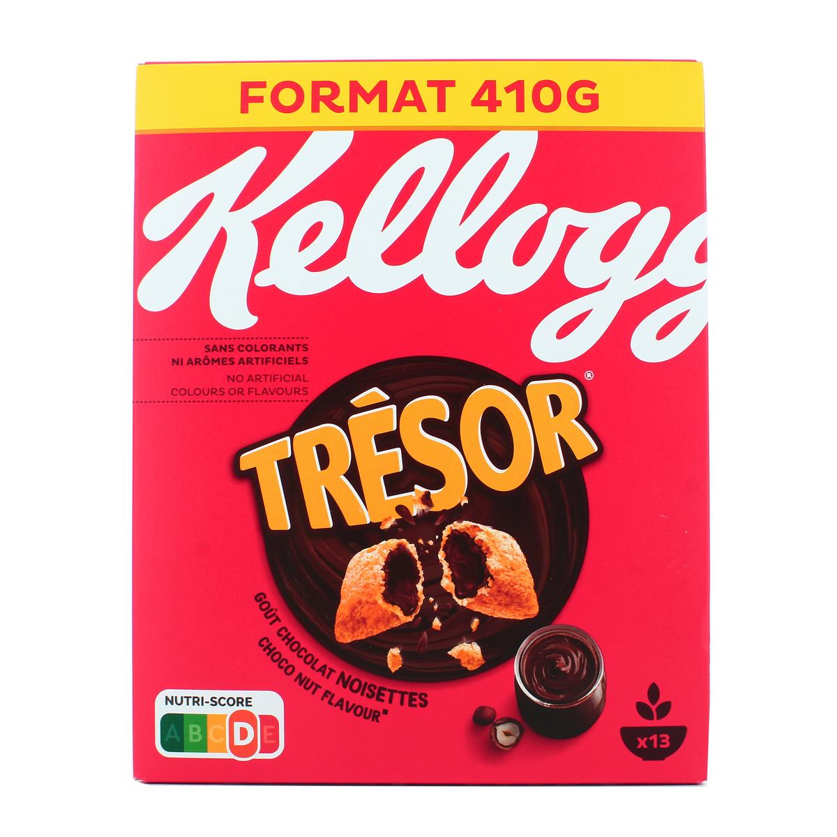 KELLOGG\'S - CEREALES FOURREES CHOCOLAT NOISETTES TRESOR 410g, 620g, 1kg