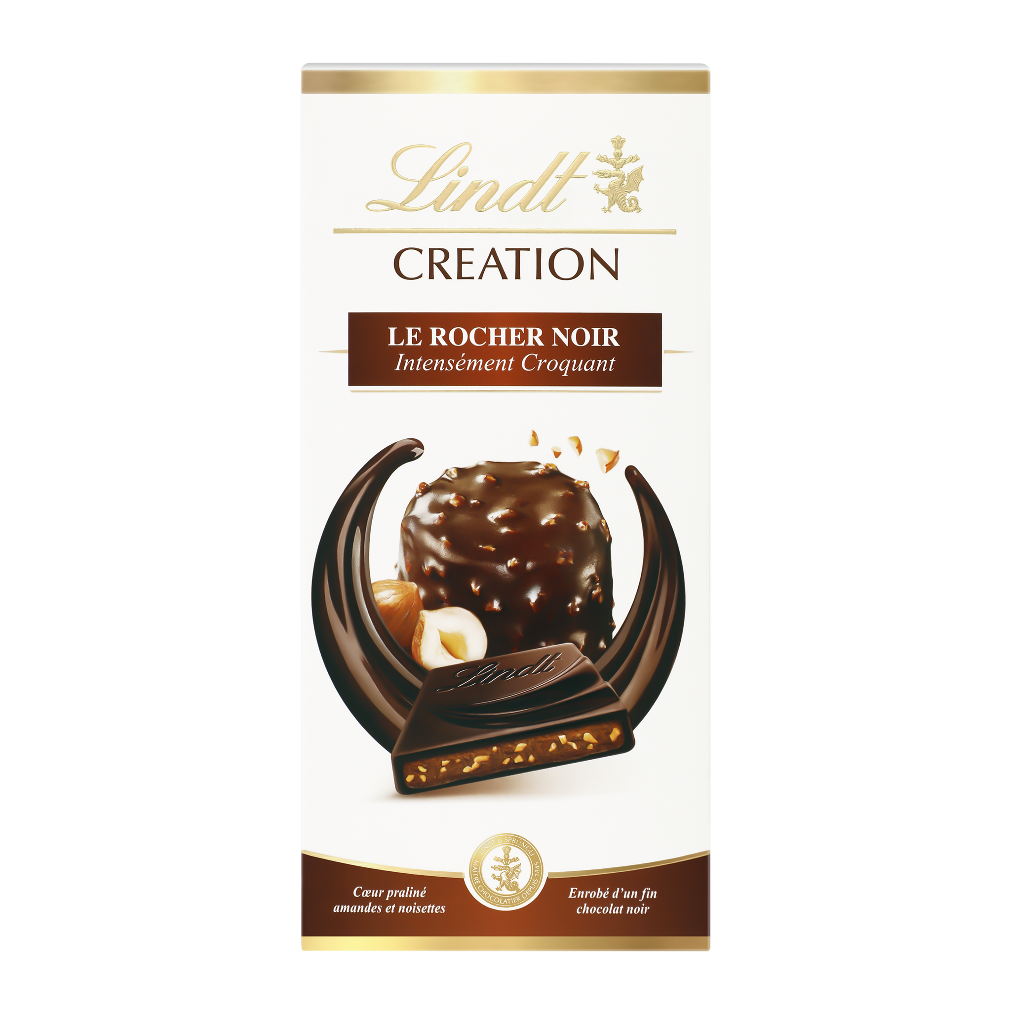LINDT - CHOCOLAT ROCHER NOIR CROQUANT LINDT CREATION 150g
