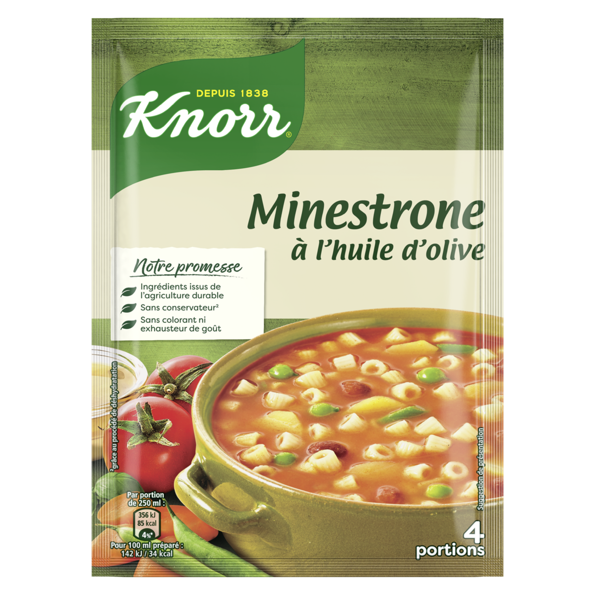 KNORR Soupe déshydratée minestrone à l'huile d'olive 4 personnes 104g pas  cher 