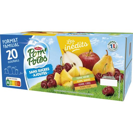 Compote assortiment POM'POTES : les 20 gourdes de 90 g à Prix Carrefour