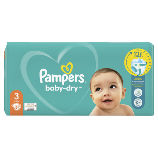 PAMPERS COUCHES BABY DRY Taille 3 610kg Paquet de 54 Couches et Coucheculottes/Couches