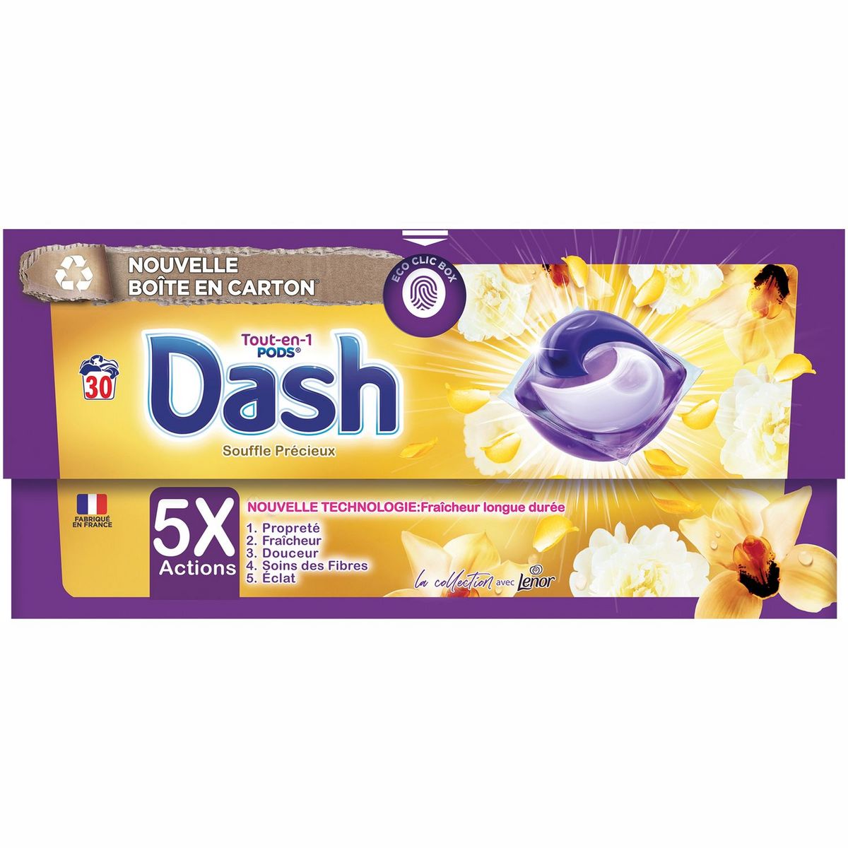 DASH Lessive capsules tout en 1 souffle précieux 32 capsules pas