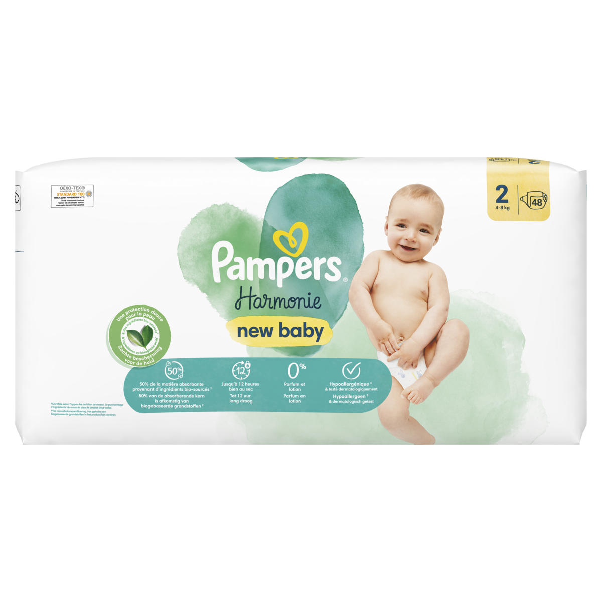 PAMPERS - COUCHES HARMONIE Taille 2 - 4-8kg Paquet de 48 - Couches