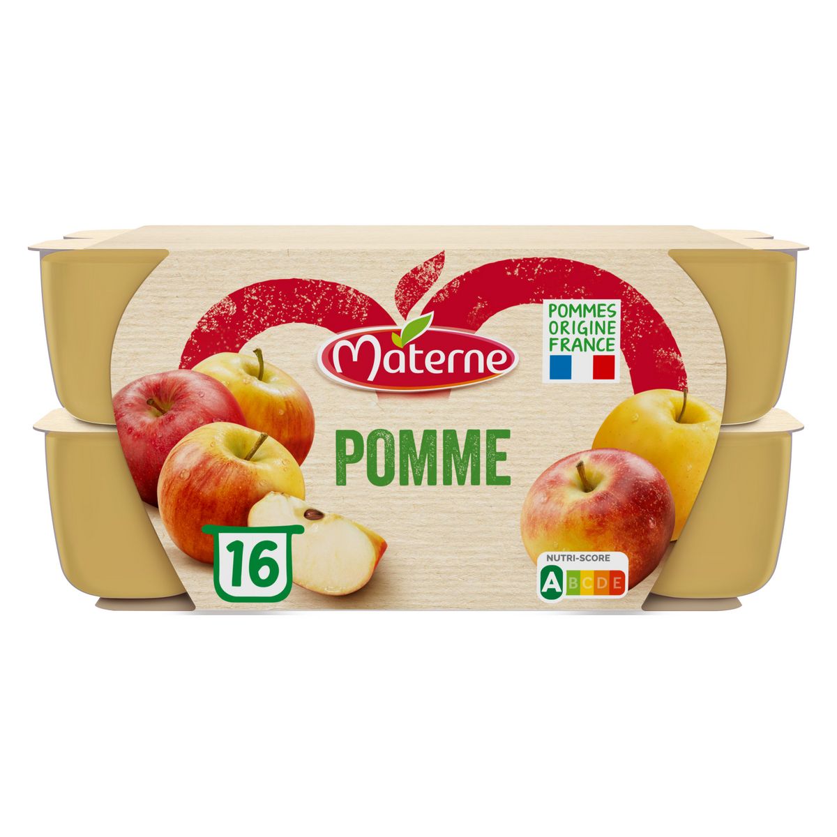 MATERNE - COMPOTE 4 PARFUMS SANS SUCRE AJOUTE 16 x 100g - Compotes, Fruits  au sirop, Crèmes dessert./Compotes, fruits sirop, crèmes desserts  individuels 