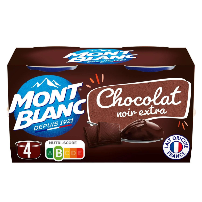 MONT BLANC - CREME DESSERT CHOCOLAT EXTRA NOIR 4 x 125g