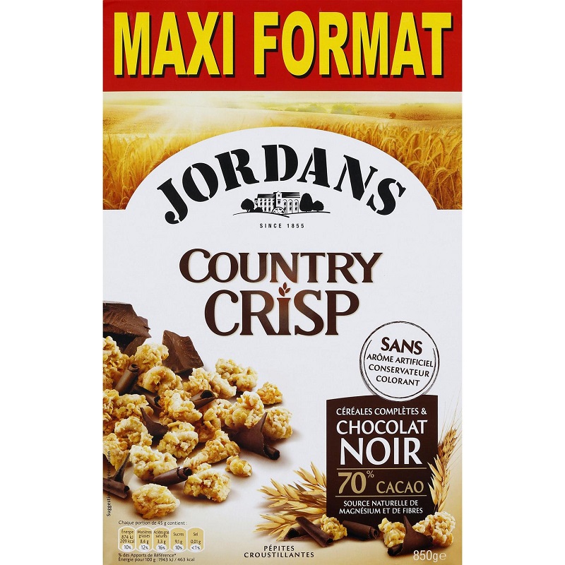 JORDANS - CEREALES COMPLETES ET CHOCOLAT NOIR COUNTRY CRISP 850g