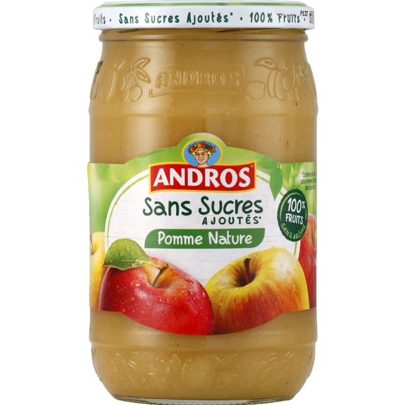ANDROS DESSERT POMME NATURE SANS SUCRE AJOUTE Pot de 730g Compotes, Fruits au sirop, Crèmes