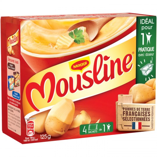 Purée en flocons MOUSLINE : les 4 sachets de 31,25 g à Prix Carrefour