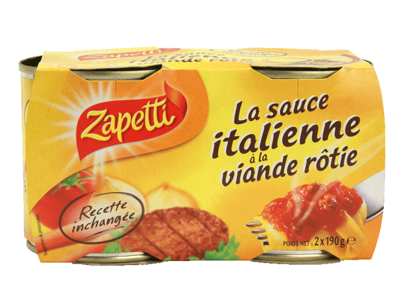 ZAPETTI - SAUCE ITALIENNE A LA VIANDE ROTIE 2 boites de 190g