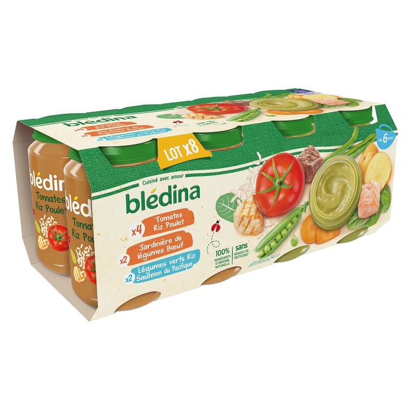 Bledina Petits pots bébé dès 6 mois aubergine tomate agneau x2 200g 