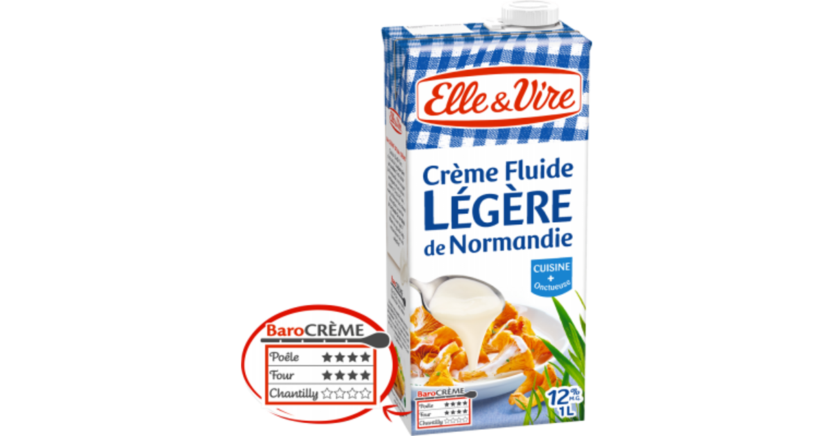 ELLE ET VIRE - CREME LEGERE LIQUIDE 12% MG UHT Brique de 100cl - Produits  Laitiers, Crme et Oeufs/La Crme - clic-shopping.com