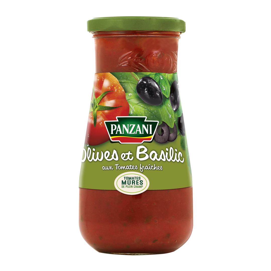 PANZANI SAUCE TOMATE OLIVES ET BASILIC Pot de 400g Les Sauces