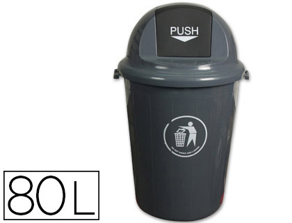 Poubelle ronde à couvercle basculant Q-Connect gris 80 L vue 2