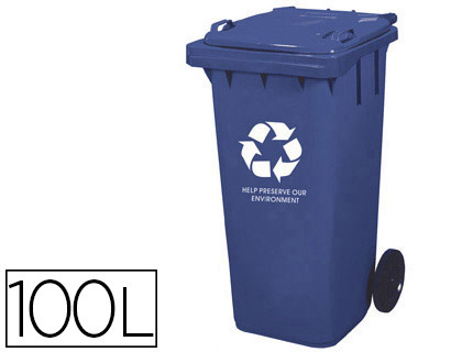 Conteneur papier et carton à roues Q-Connect bleu 100 L vue 2