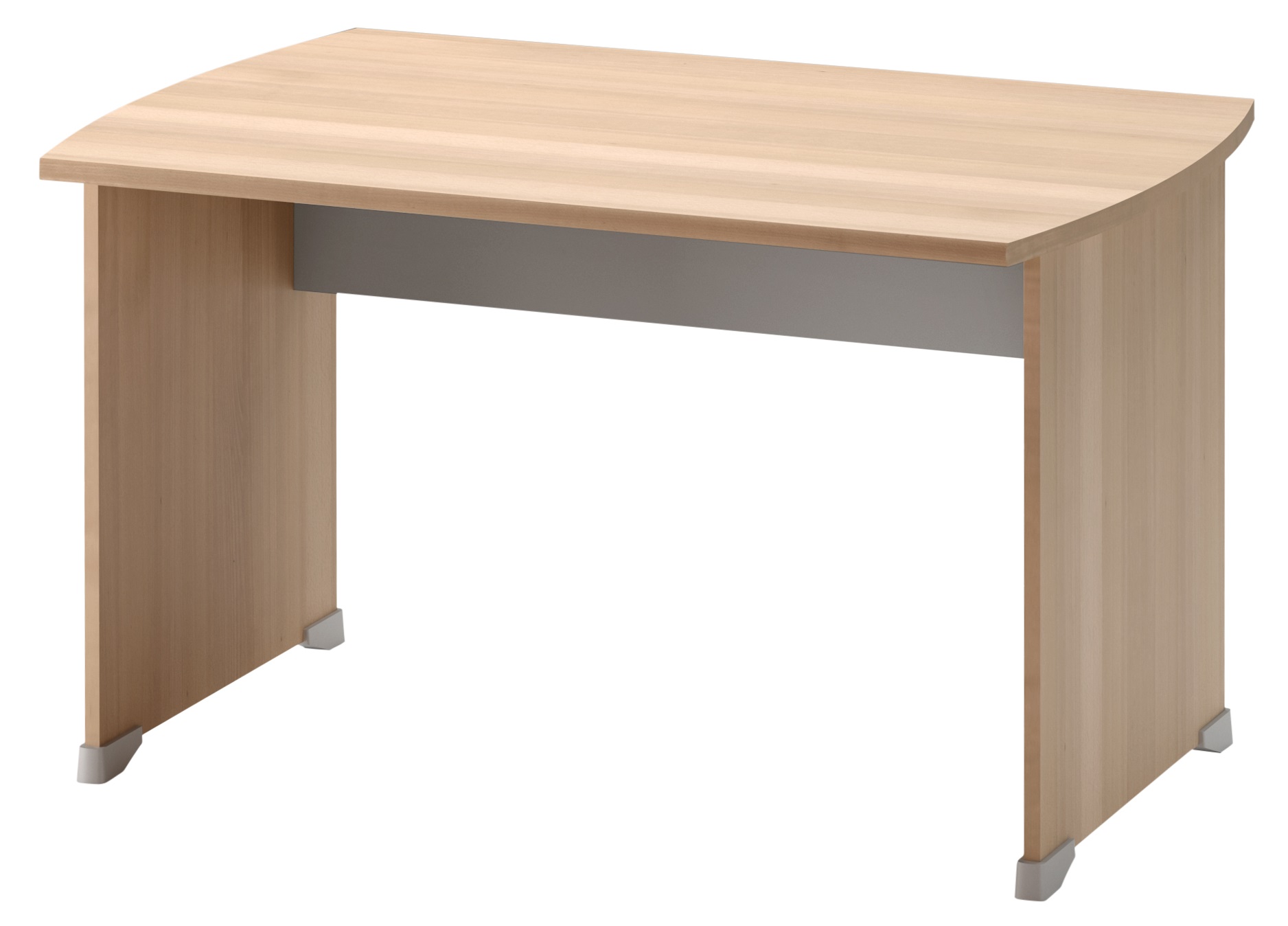 Bureau droit Jazz+ 120 cm pieds panneaux hêtre ambré et gris météor Gautier Office