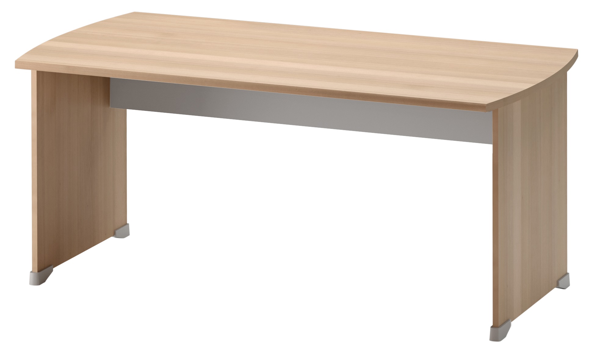 Bureau droit Jazz+ 160 cm pieds panneaux hêtre ambré et gris météor Gautier Office
