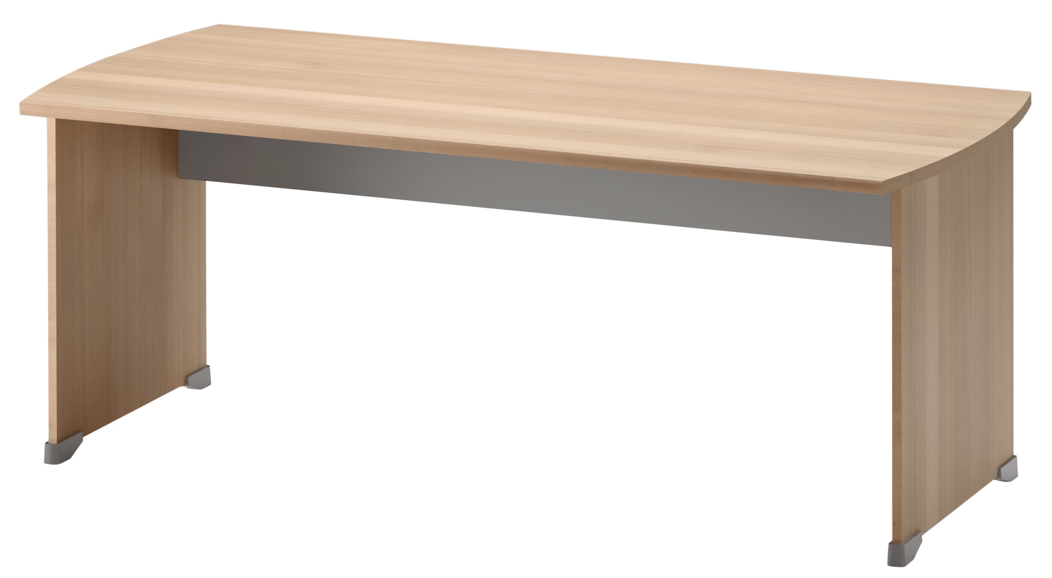 Bureau droit Jazz+ 180 cm pieds panneaux hêtre ambré et gris météor Gautier Office