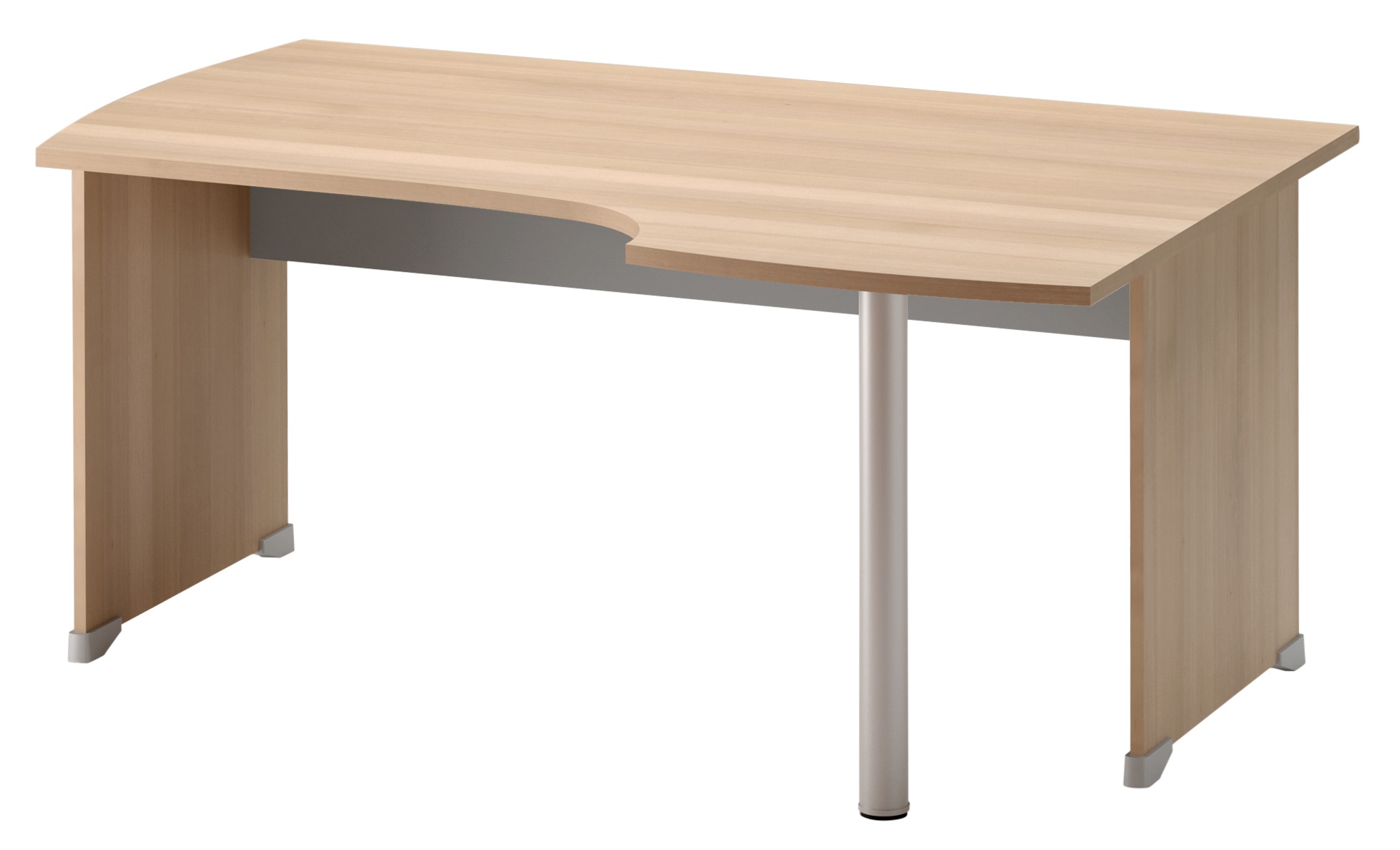 Plan compact droit Jazz+ 160 cm pieds panneaux hêtre ambré et gris météor Gautier Office