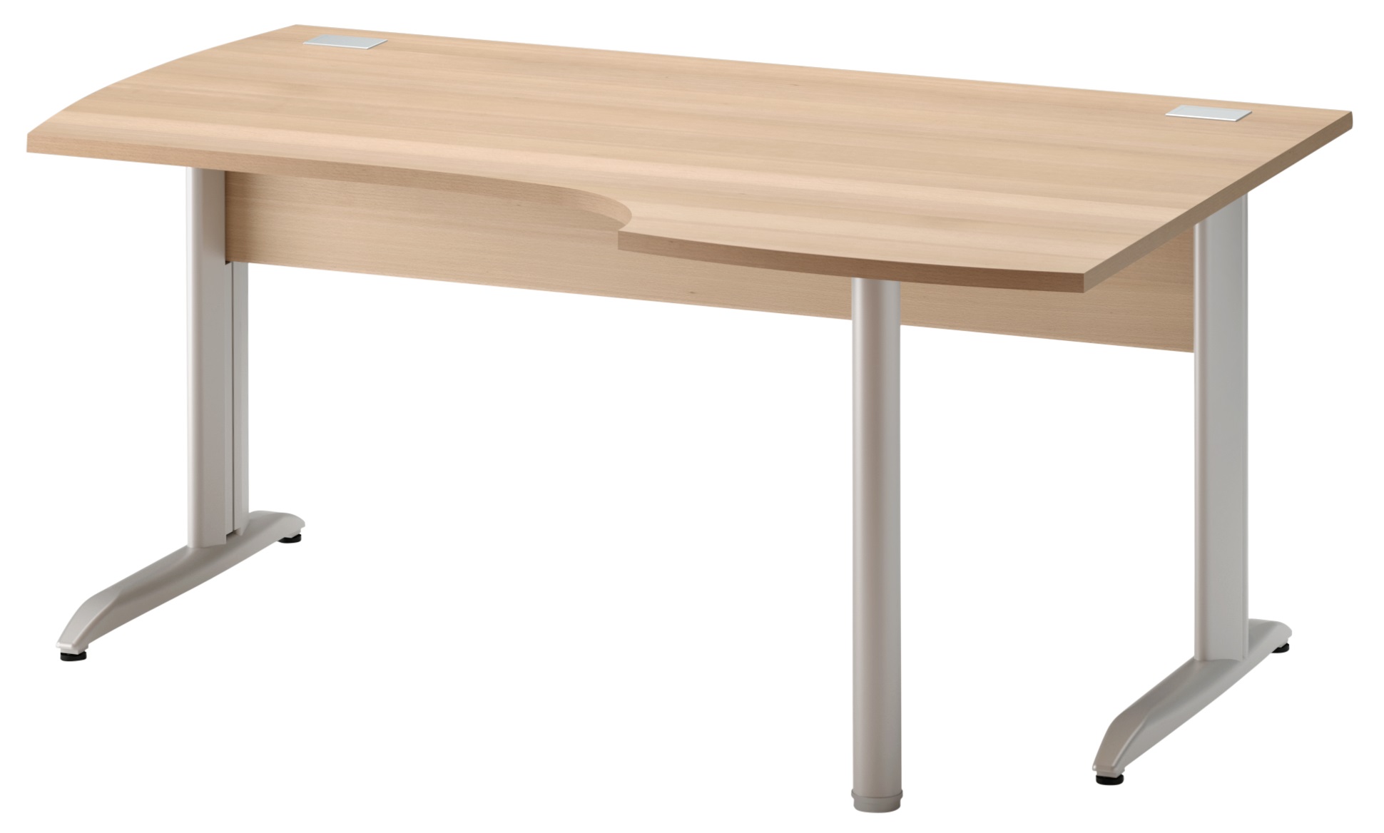 Plan compact droit Jazz+ 160 cm pieds métal hêtre ambré et gris météor Gautier Office
