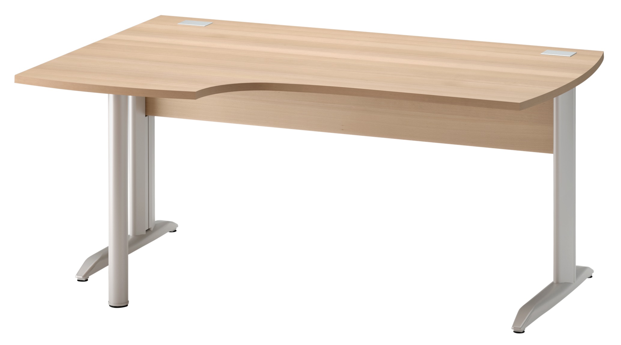 Plan compact gauche Jazz+ 160 cm pieds métal hêtre ambré et gris météor Gautier Office