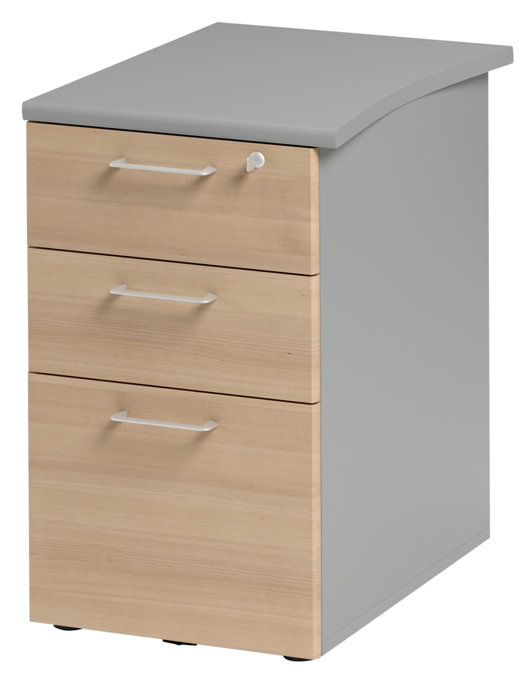 Caisson bout de plan compact Jazz+ hêtre ambré et gris météor Gautier Office