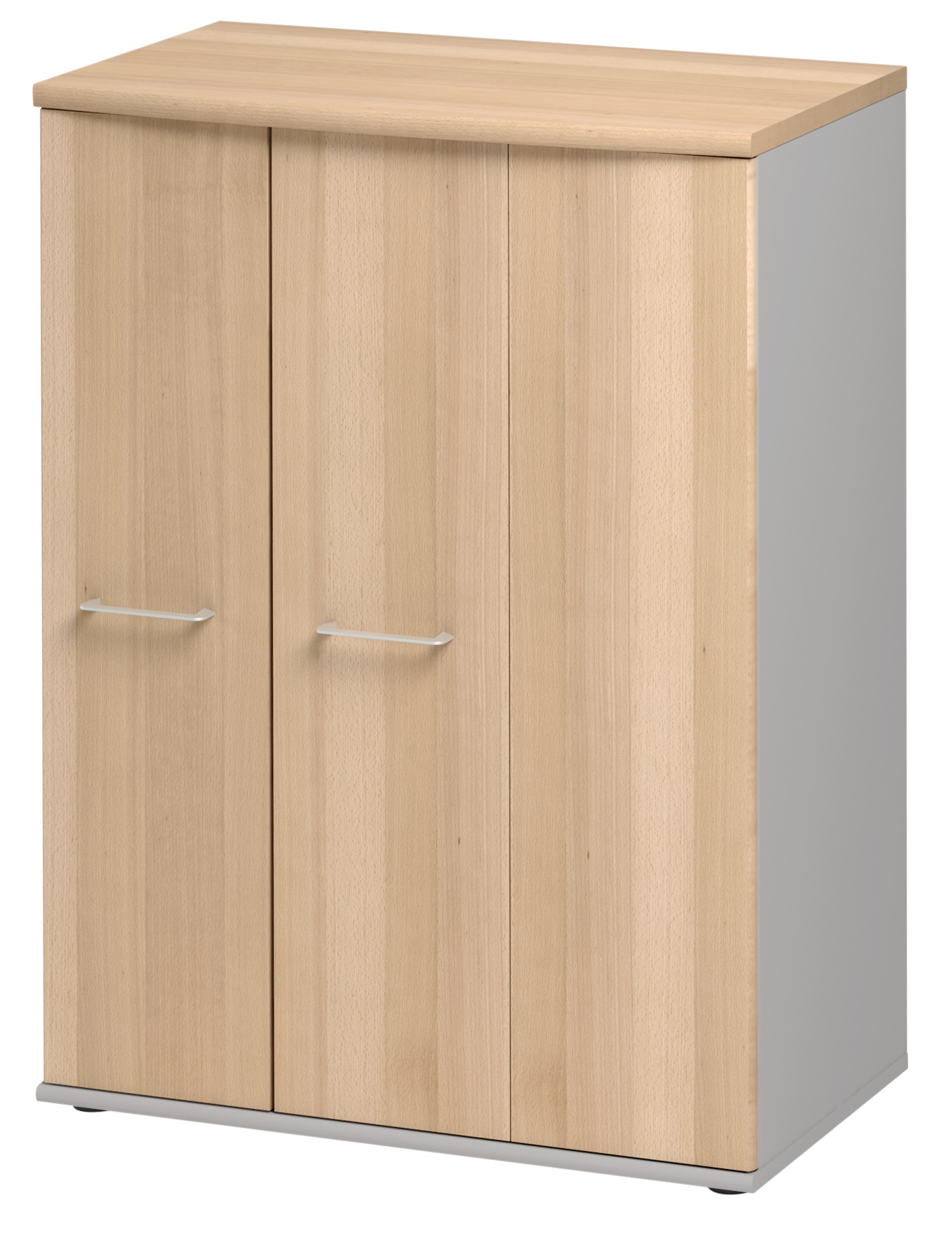 Rangement mi-hauteur 3 portes Jazz+ hêtre ambré et gris météor Gautier Office