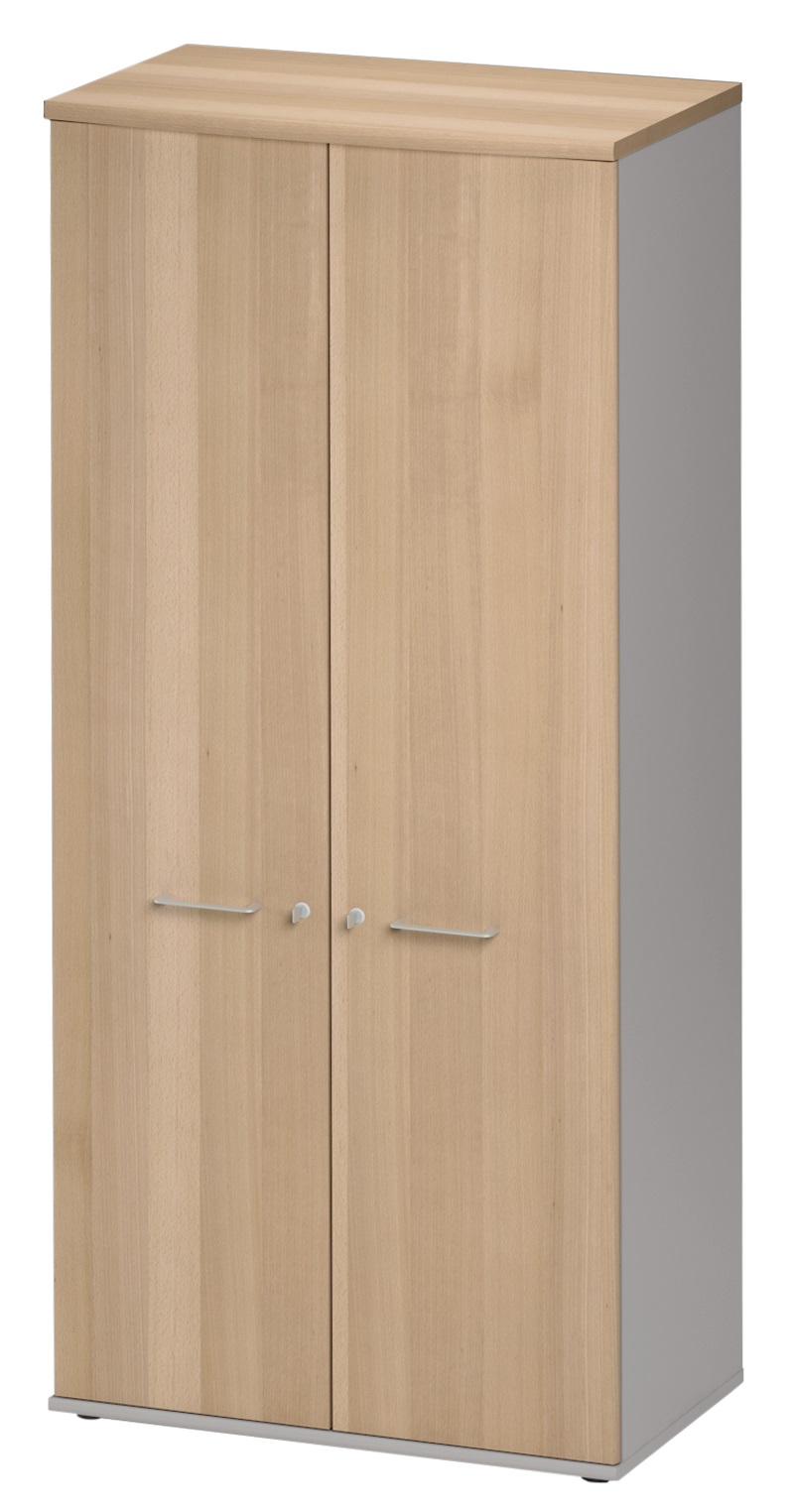 Armoire 2 portes Jazz+ hêtre ambré et gris météor Gautier Office