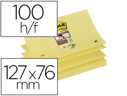 SUPER Z-NOTES REPOSITIONNABLES JAUNE 76X127MM