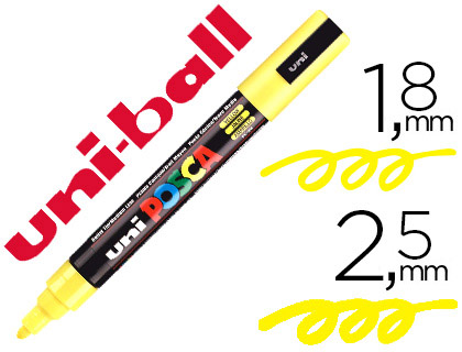 Marqueur Posca PC-5M pointe conique moyenne jaune vue 2