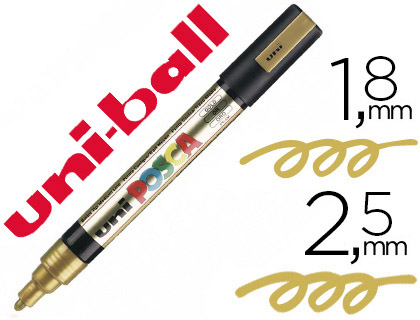 Marqueur Posca PC-5M pointe conique moyenne or vue 2