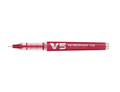 STYLO ROLLER V5 HI-TECPOINT RECHARGEABLE ROUGE