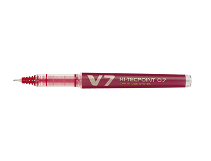 STYLO ROLLER V7 HI-TECPOINT RECHARGEABLE ROUGE