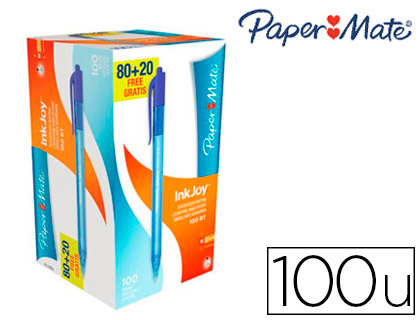 Stylo bille Paper Mate InkJoy 100 RT bleue 80 + 20 offerts vue 2